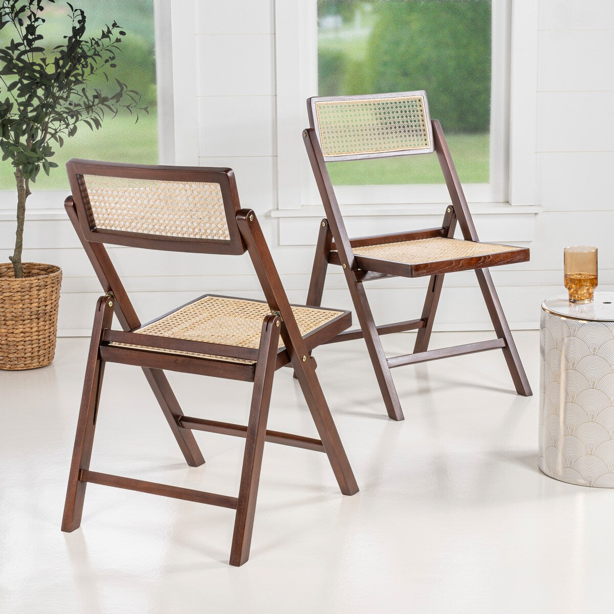 Olivier Mid-Century Vintage Wood Rattan Folding Chair with Adjustable – Overstock Olivier Mid-Century Vintage Wood Rattan Folding Chair with Adjustable – Overstock