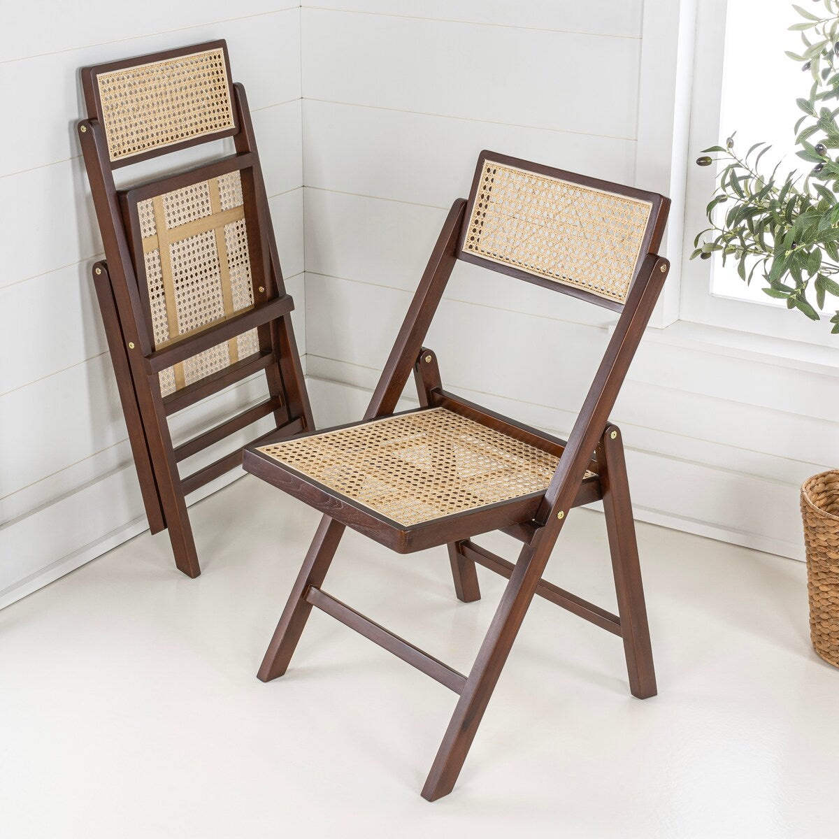 Brown wicker folding chairs sale