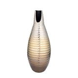 Olu 20 Inch Vase, Shell Design, Asymmetrical Ingress, Gold Metal Accent