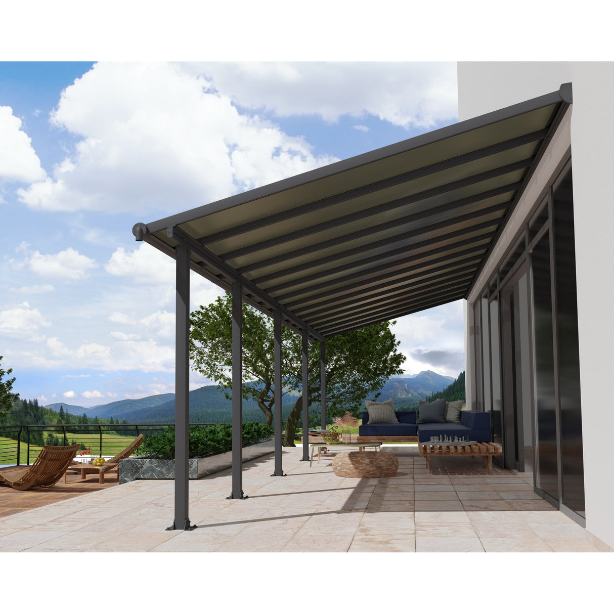 Olympia 10 ft. Gray/Bronze Aluminum Patio Cover