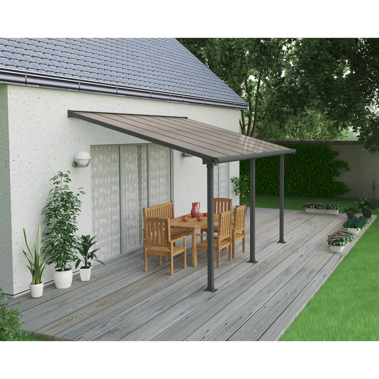Olympia 10 ft. Gray/Bronze Aluminum Patio Cover