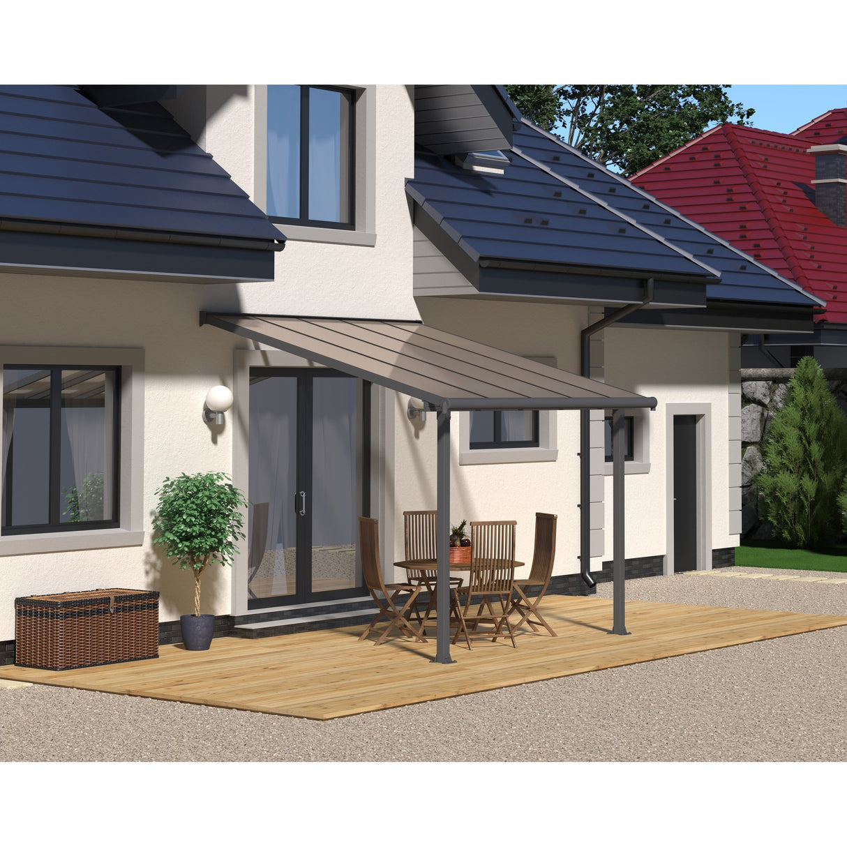 Olympia 10 ft. Gray/Bronze Aluminum Patio Cover