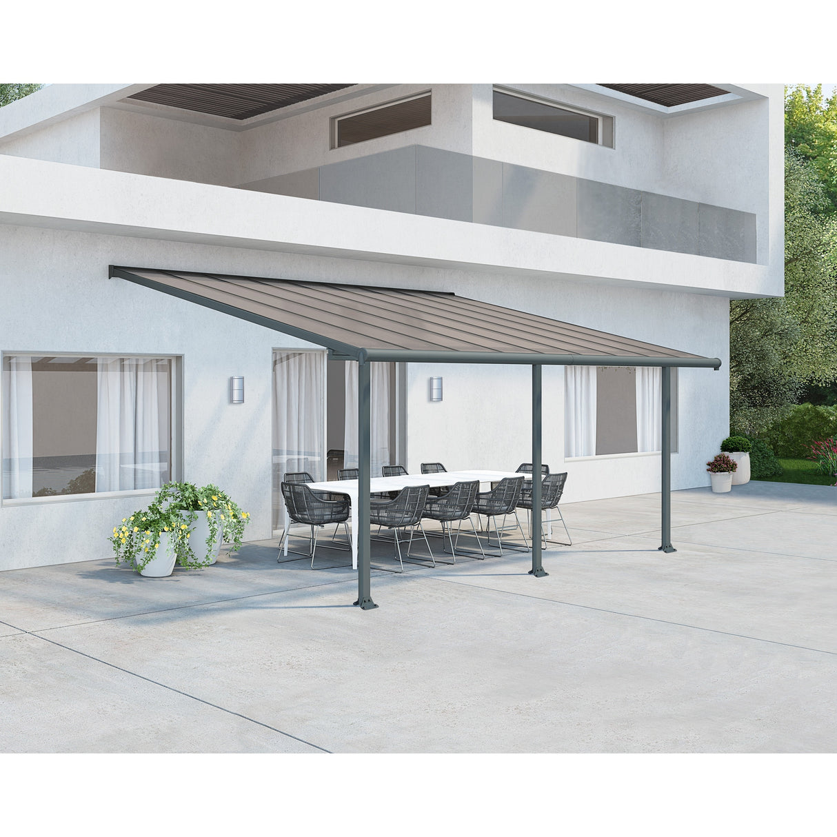 Olympia 10 ft. Gray/Bronze Aluminum Patio Cover
