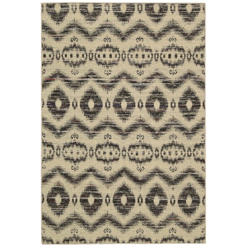 Rug Squared Olympia Beige Black Graphic Area Rug - 3'9" x 5'9"