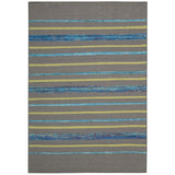 Rug Squared Olympia Grey/ Turquoise Stripe Area Rug (5'3 x 7'5) - 5'3 x 7'5