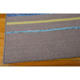 Rug Squared Olympia Grey/ Turquoise Stripe Area Rug (5'3 x 7'5) - 5'3 x 7'5