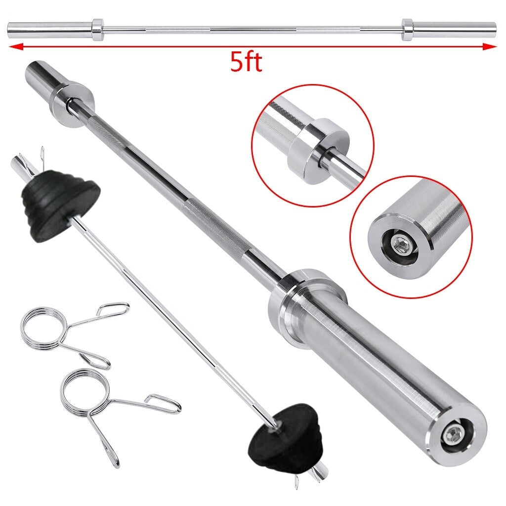 Olympic Barbell 5-Foot Barbell 176LB Capacity, 2 Inch Weightlifting Barbell, Weights Lifting Power Lifting (Silver)