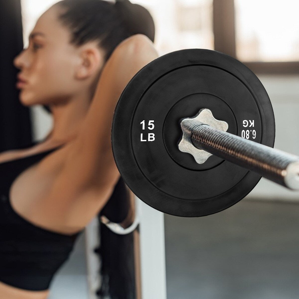 Olympic Weight Plates 15LB Plates Standard 2" Exercise Weights Weightlifting and Bodybuilding, Solid Iron Weight Plates - Clear