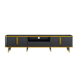 Luxury Minimalism TV Stand Storage Cabinet with Golden Accents - 13.90 x 78.80 x 19.00