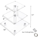 OnDisplay 3 Tier LED Light Clear Acrylic Appetizer/Cupcake Tower Display Stand - Multicolor