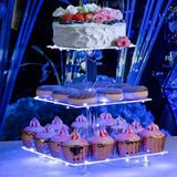 OnDisplay 3 Tier LED Light Clear Acrylic Appetizer/Cupcake Tower Display Stand - Multicolor