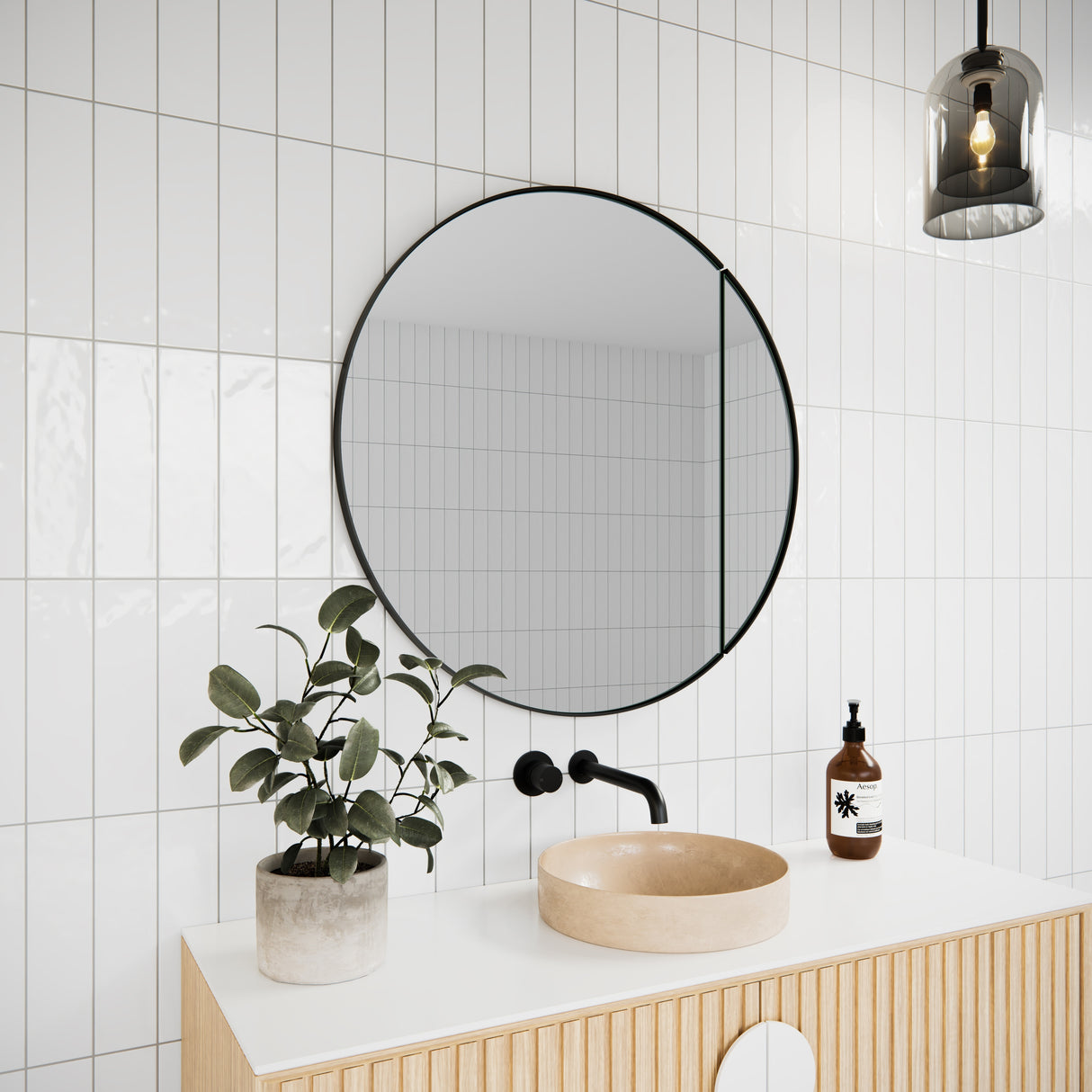 One Door Steel Frame Round Shape Medicine Cabinet