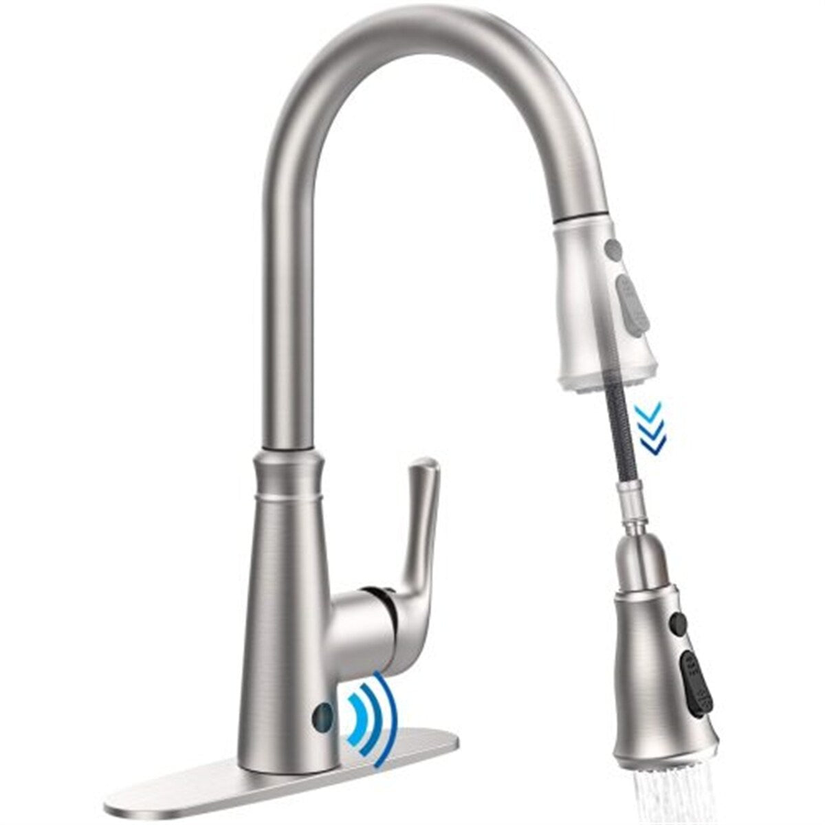 One-Handle High Arc Pulldown Modern Kitchen Faucet