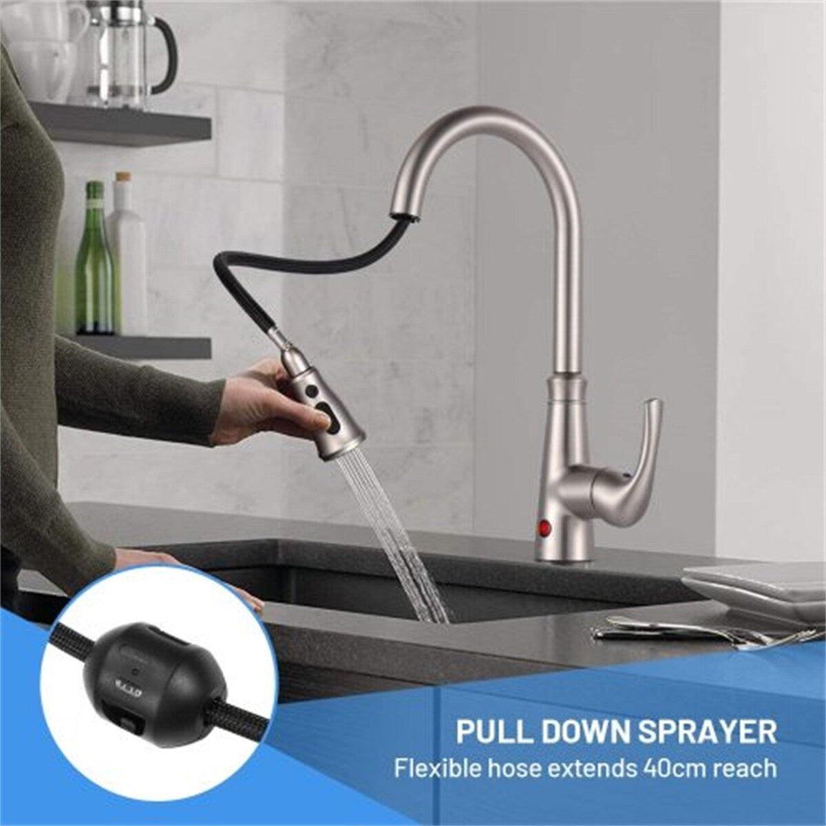 One-Handle High Arc Pulldown Modern Kitchen Faucet