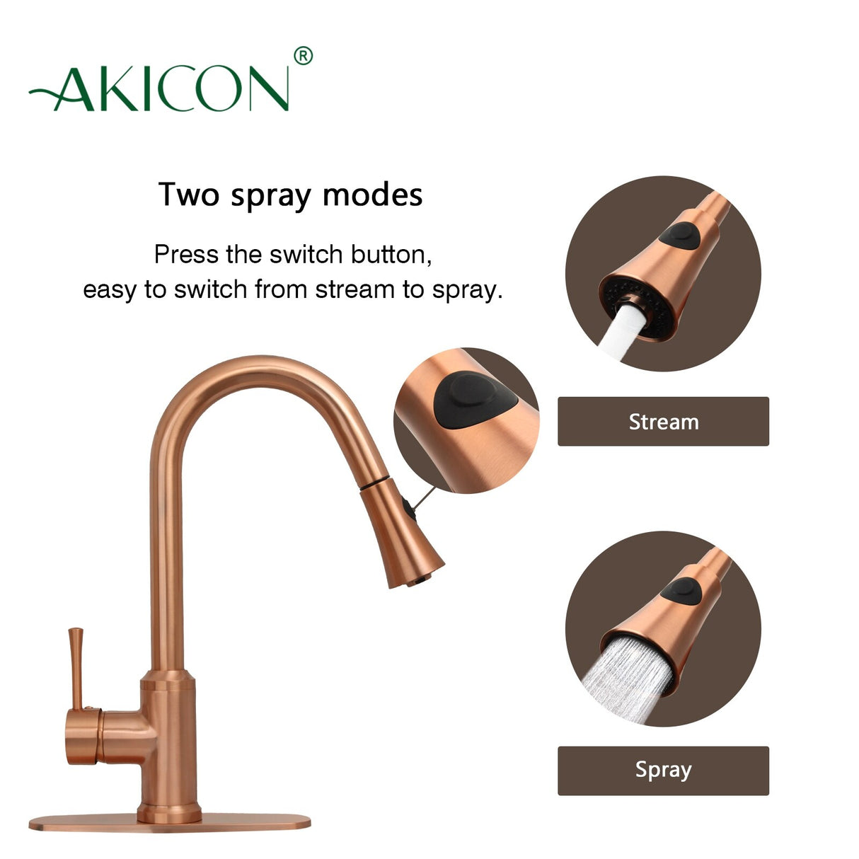 One-Handle Pull-Down Copper Kitchen Faucet - 16"