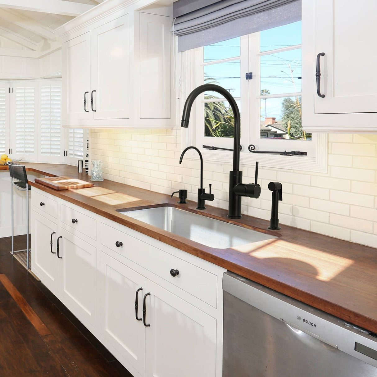 One-Handle Widespread Kitchen Faucet with Side Spray