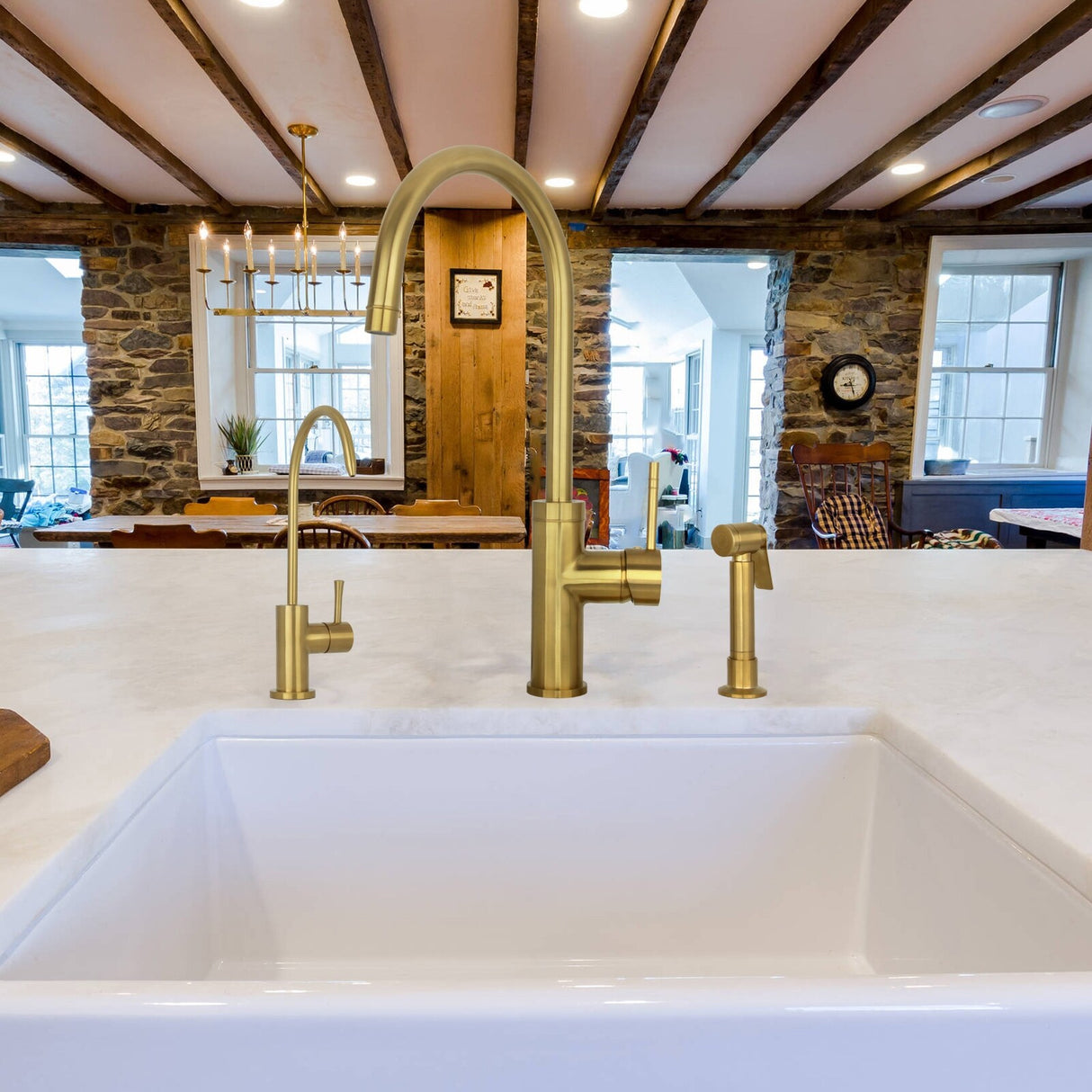 One-Handle Widespread Kitchen Faucet with Side Spray