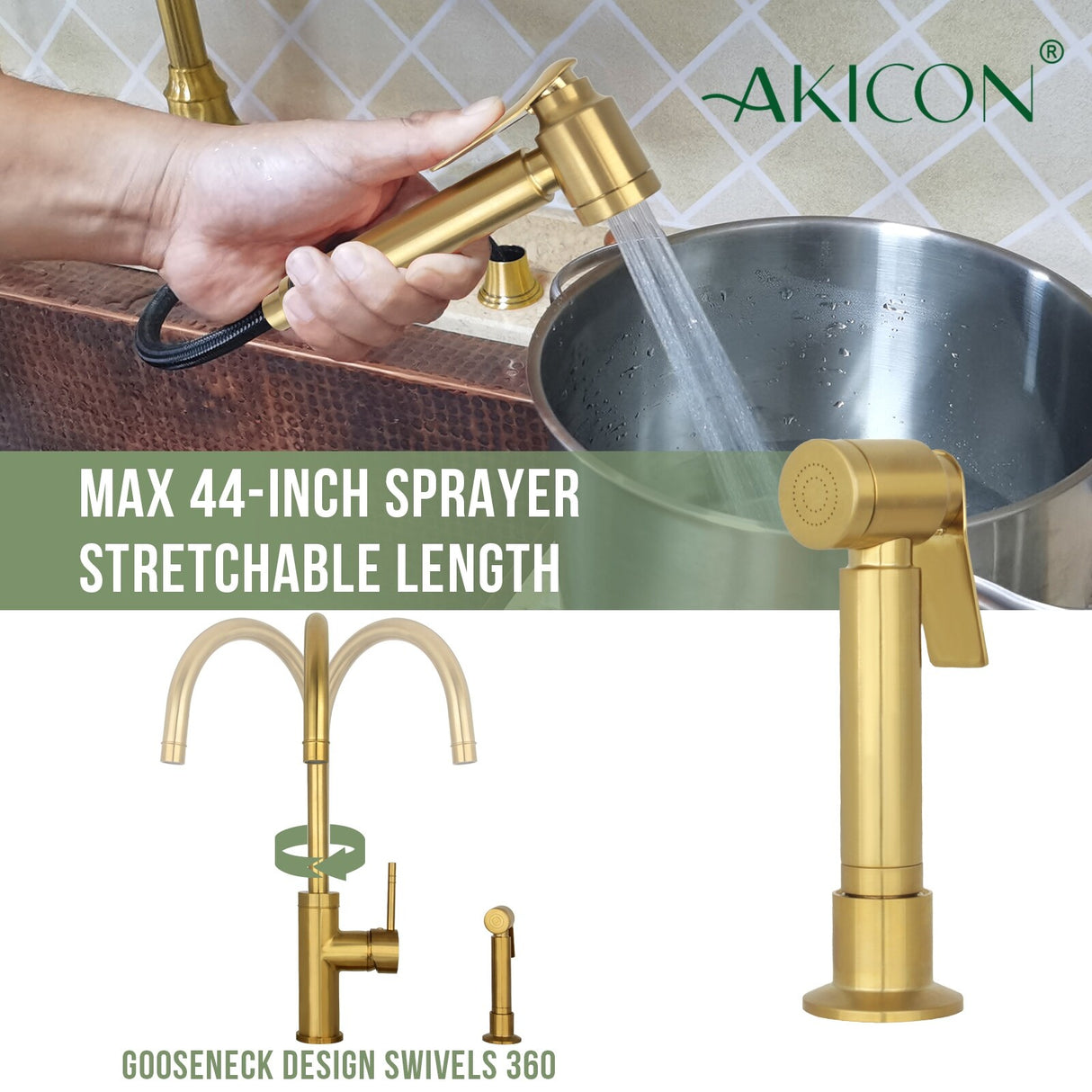One-Handle Widespread Kitchen Faucet with Side Spray