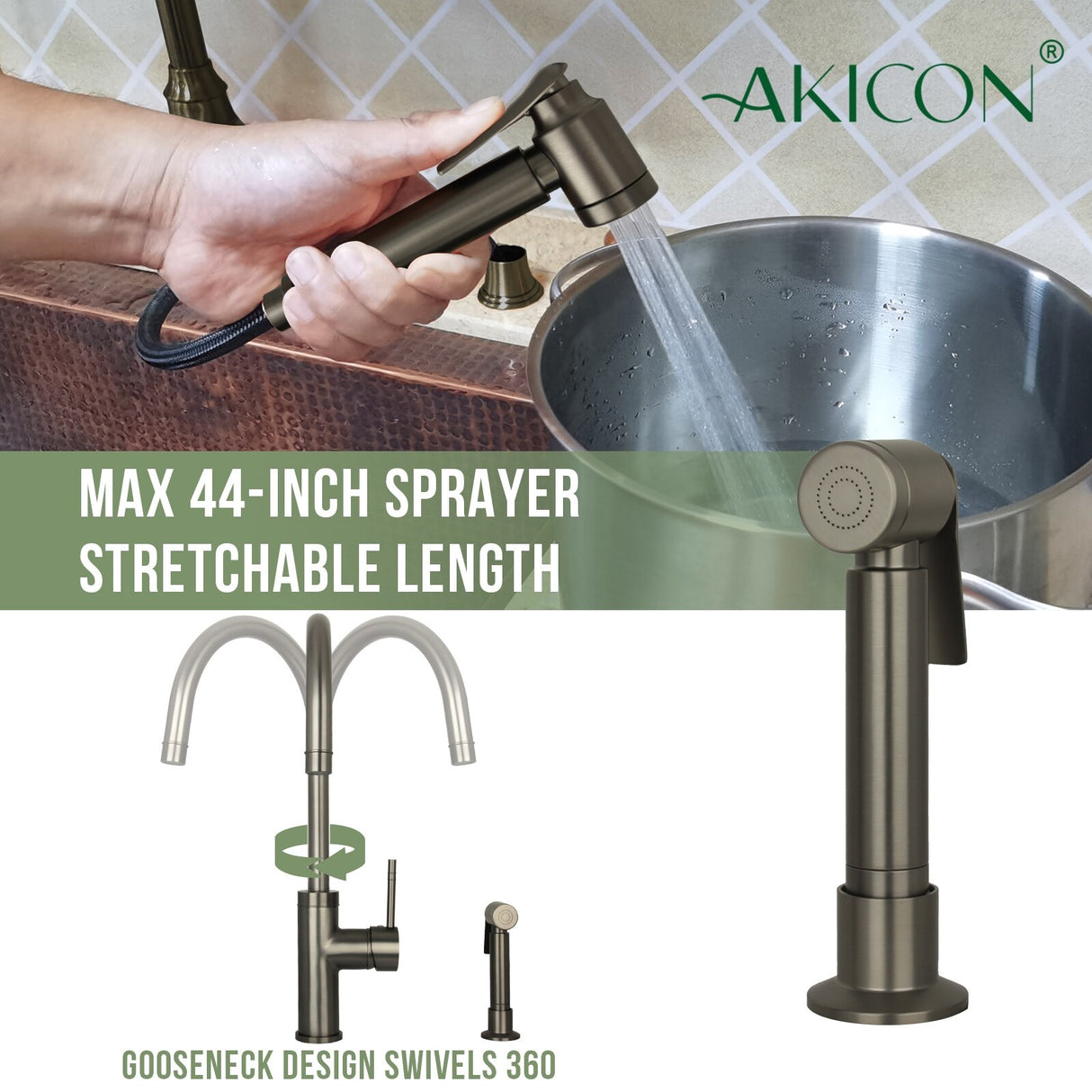 One-Handle Widespread Kitchen Faucet with Side Spray