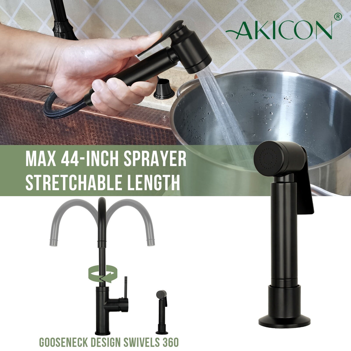 One-Handle Widespread Kitchen Faucet with Side Spray