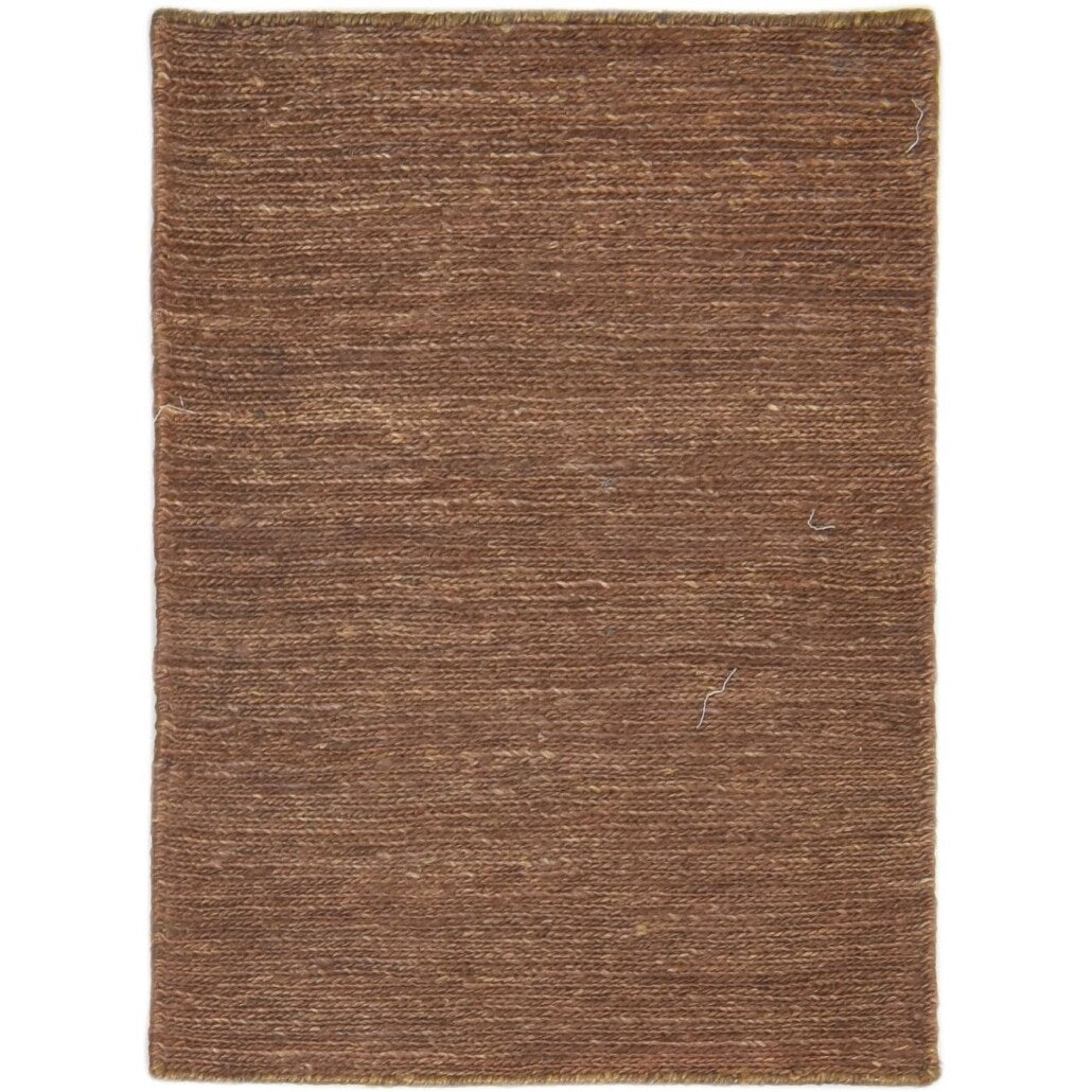 One of a Kind Hand-Knotted Modern & Contemporary 2' x 3' Solid Jute Brown Rug - 2'2"x3'0"