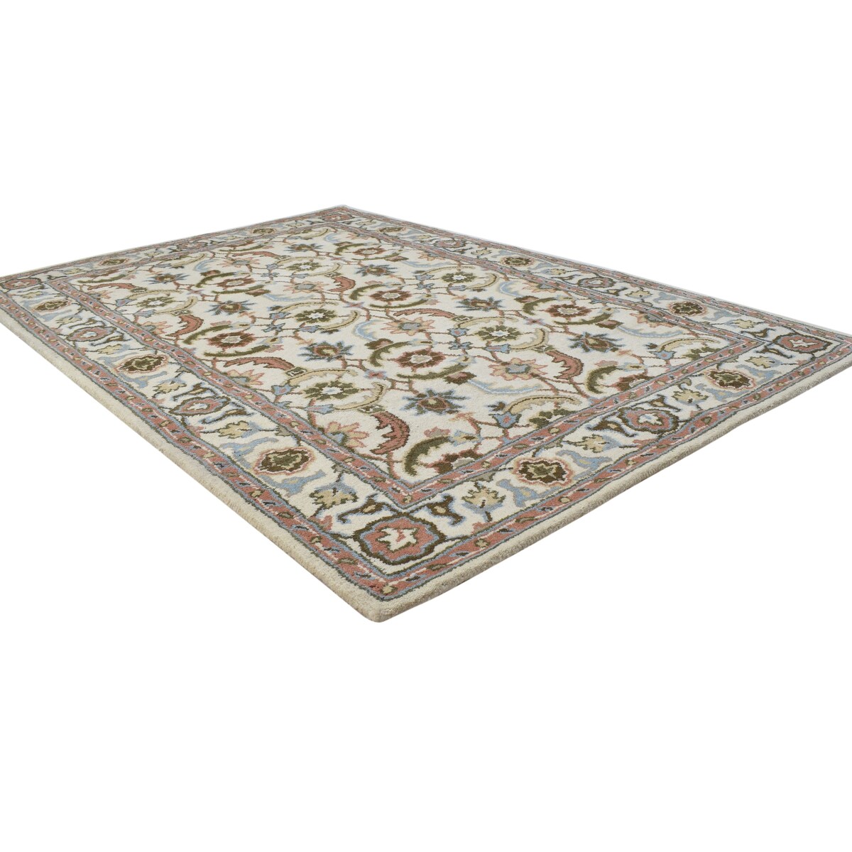One of a Kind Hand-Tufted Persian 4' x 6' Oriental Wool Cream Rug - 4' x 6'