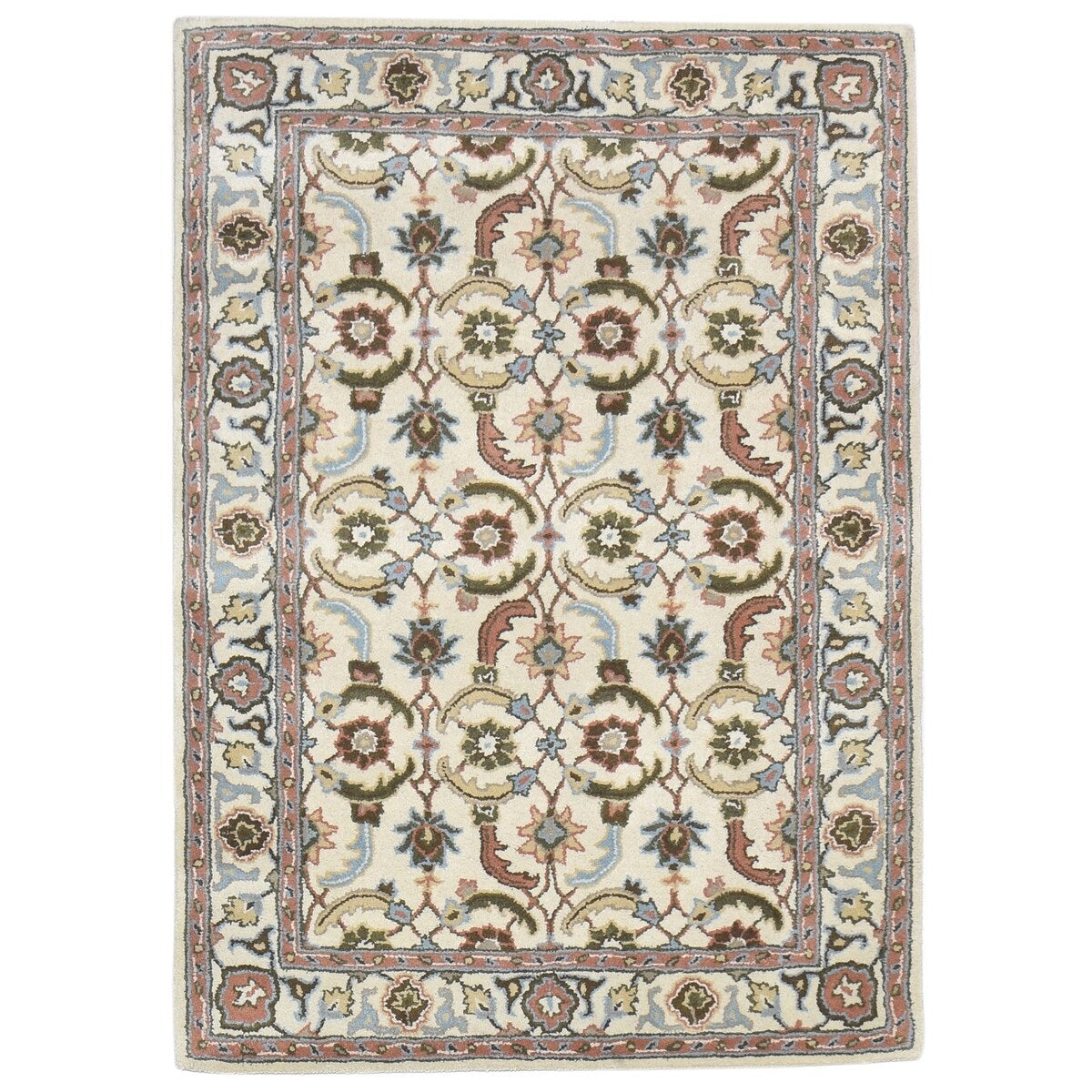 One of a Kind Hand-Tufted Persian 4' x 6' Oriental Wool Cream Rug - 4' x 6'