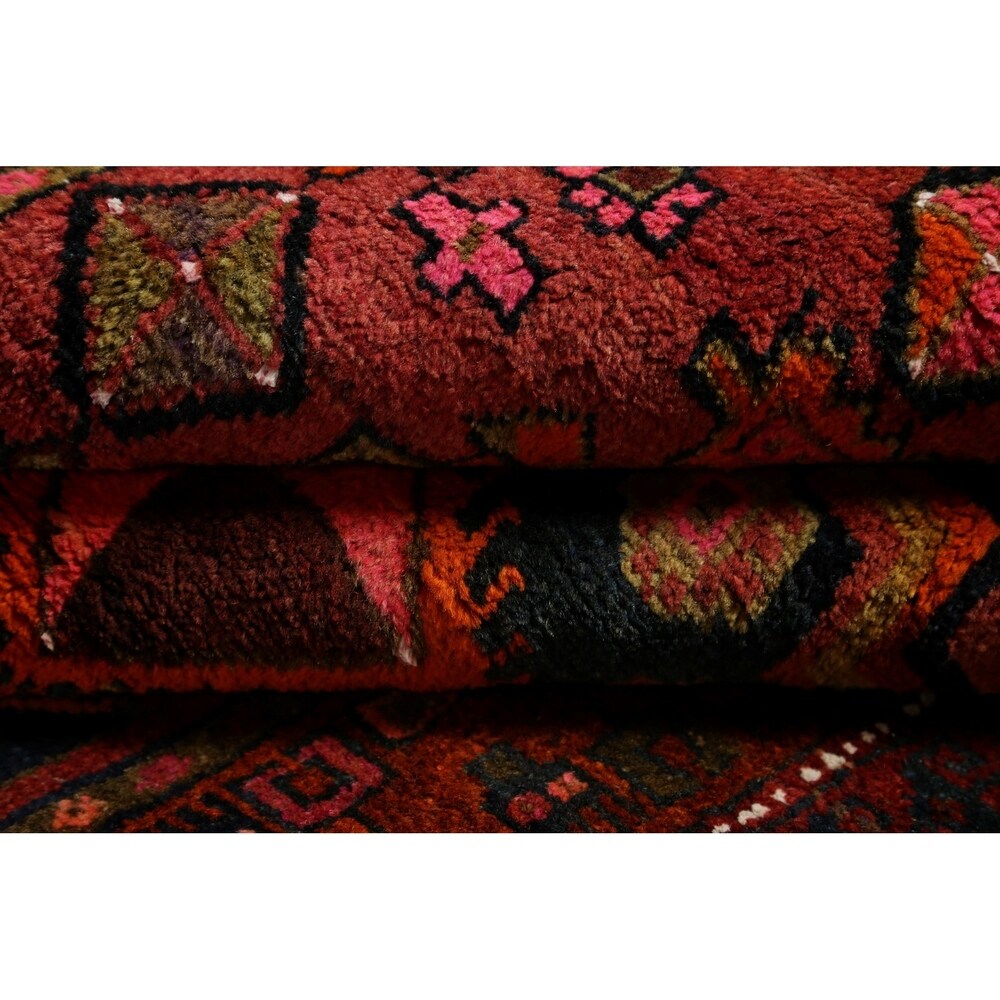 One of a Kind Heriz Geometric Hand-Knotted Wool Persian Oriental Rug - 9'1" x 4'4" Runner