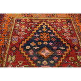 One of a Kind Heriz Geometric Hand-Knotted Wool Persian Oriental Rug - 9'1" x 4'4" Runner