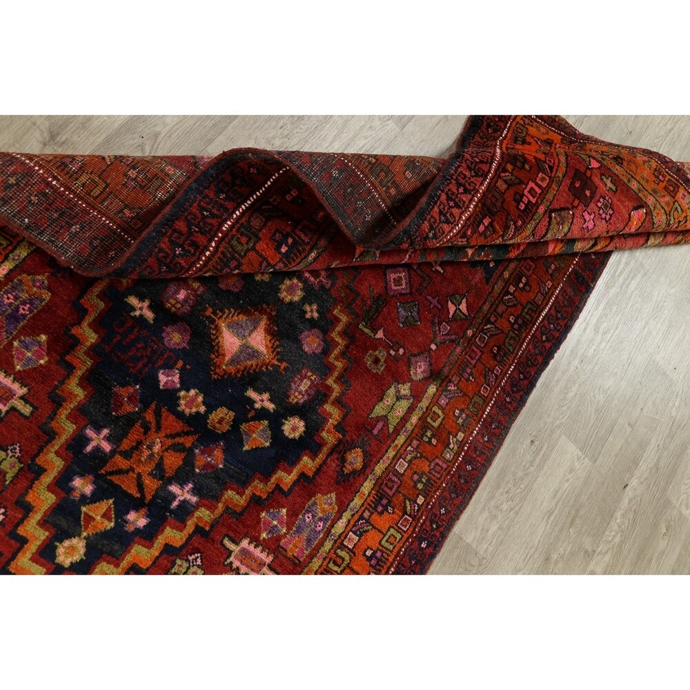 One of a Kind Heriz Geometric Hand-Knotted Wool Persian Oriental Rug - 9'1" x 4'4" Runner