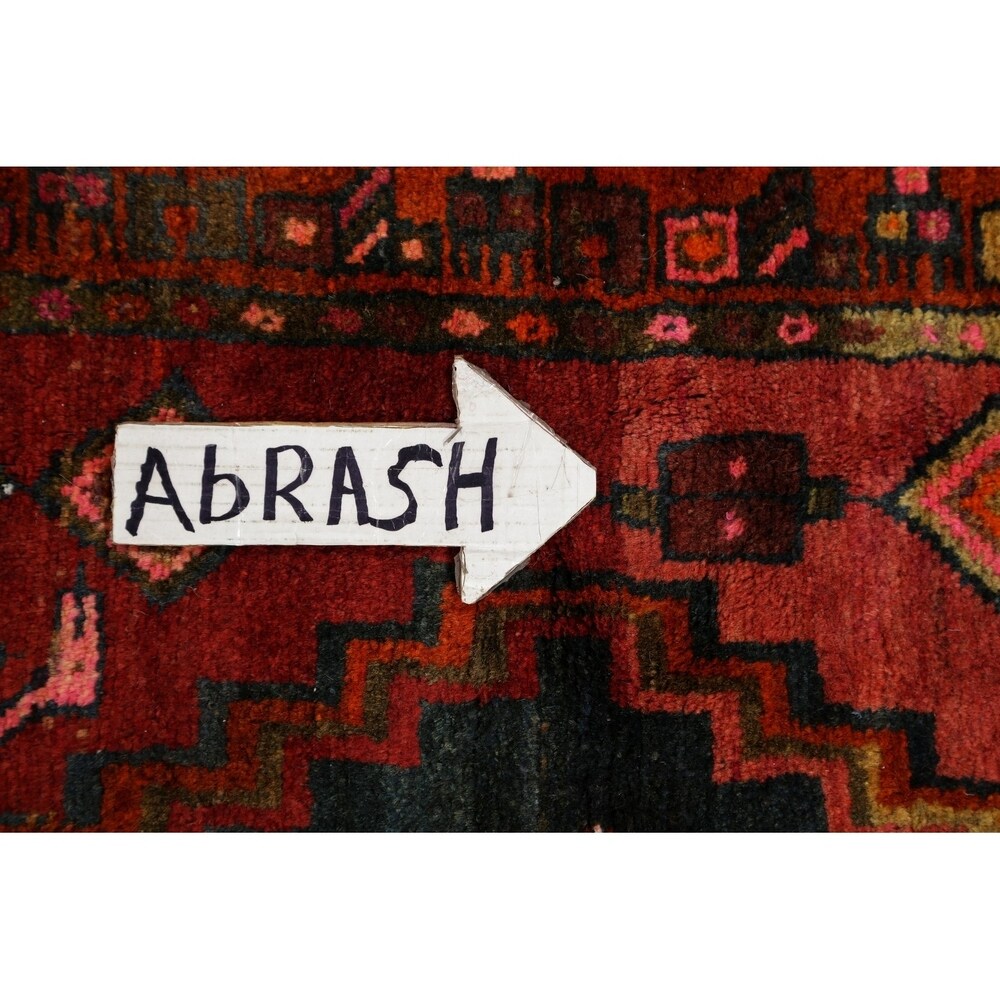 One of a Kind Heriz Geometric Hand-Knotted Wool Persian Oriental Rug - 9'1" x 4'4" Runner