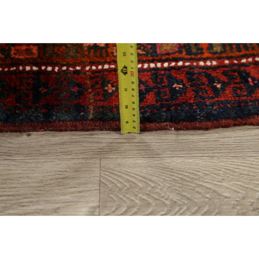 One of a Kind Heriz Geometric Hand-Knotted Wool Persian Oriental Rug - 9'1" x 4'4" Runner