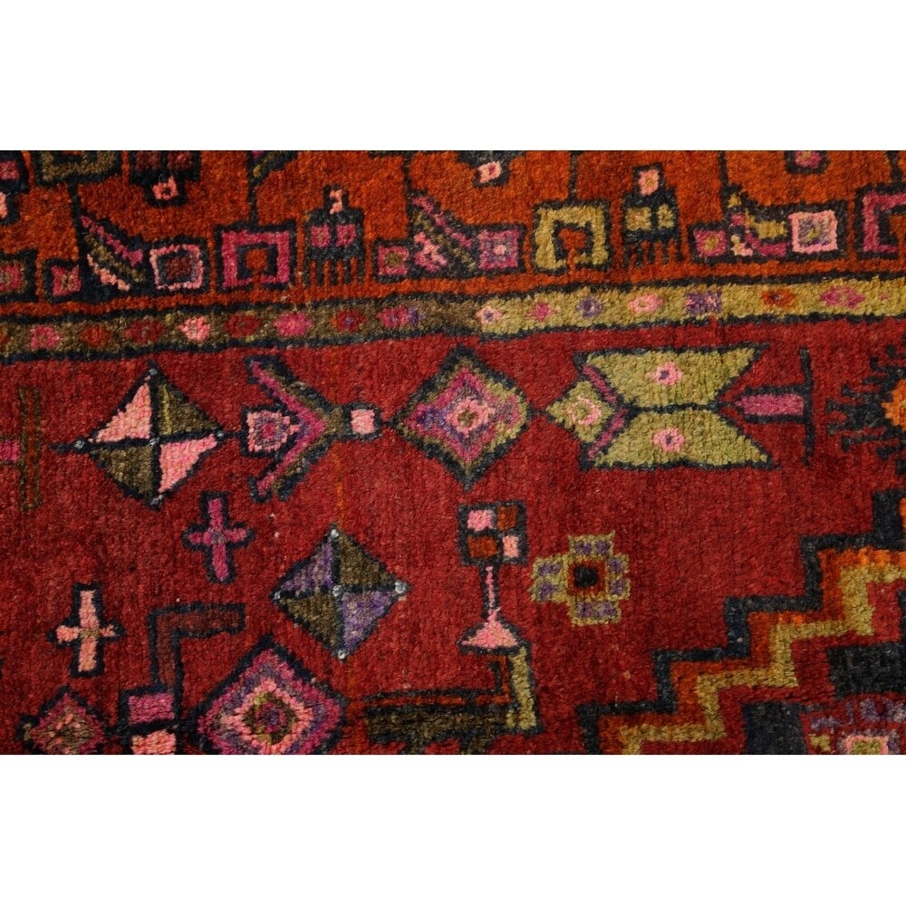One of a Kind Heriz Geometric Hand-Knotted Wool Persian Oriental Rug - 9'1" x 4'4" Runner