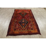 One of a Kind Heriz Geometric Hand-Knotted Wool Persian Oriental Rug - 9'1" x 4'4" Runner