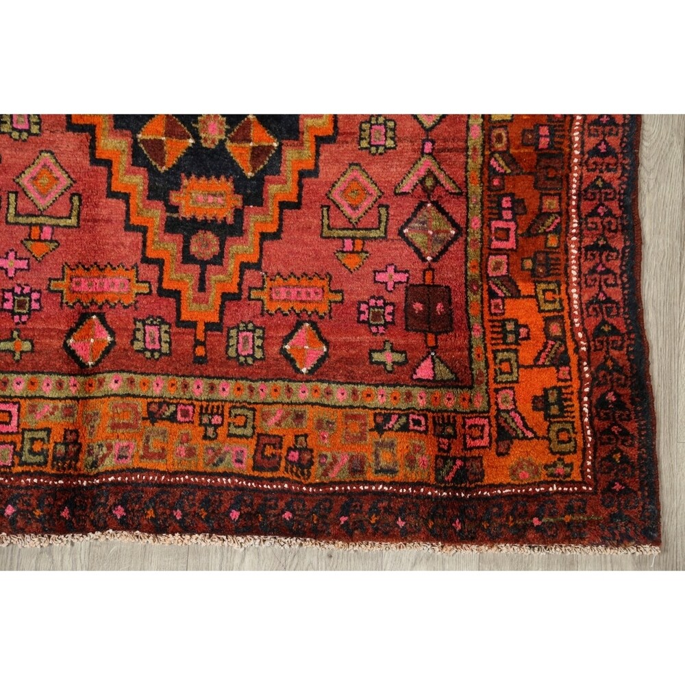 One of a Kind Heriz Geometric Hand-Knotted Wool Persian Oriental Rug - 9'1" x 4'4" Runner