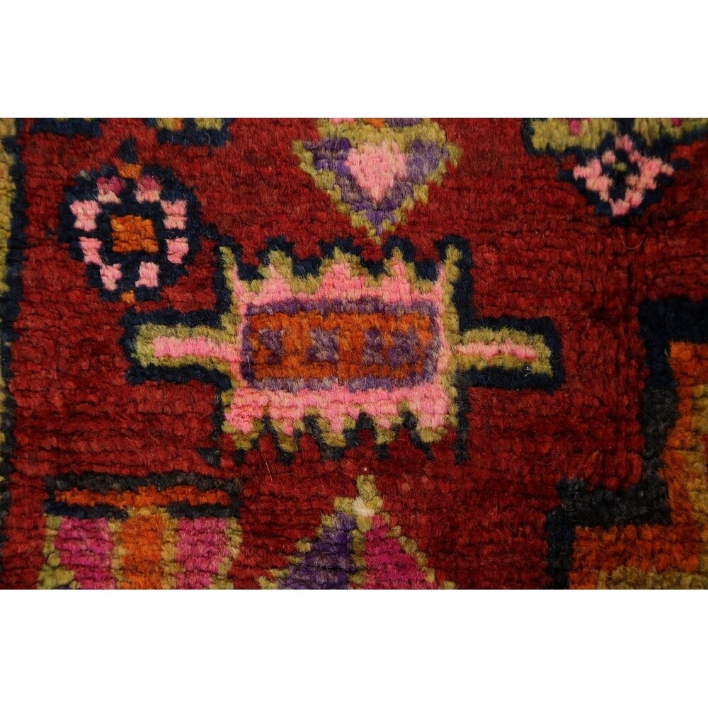 One of a Kind Heriz Geometric Hand-Knotted Wool Persian Oriental Rug - 9'1" x 4'4" Runner