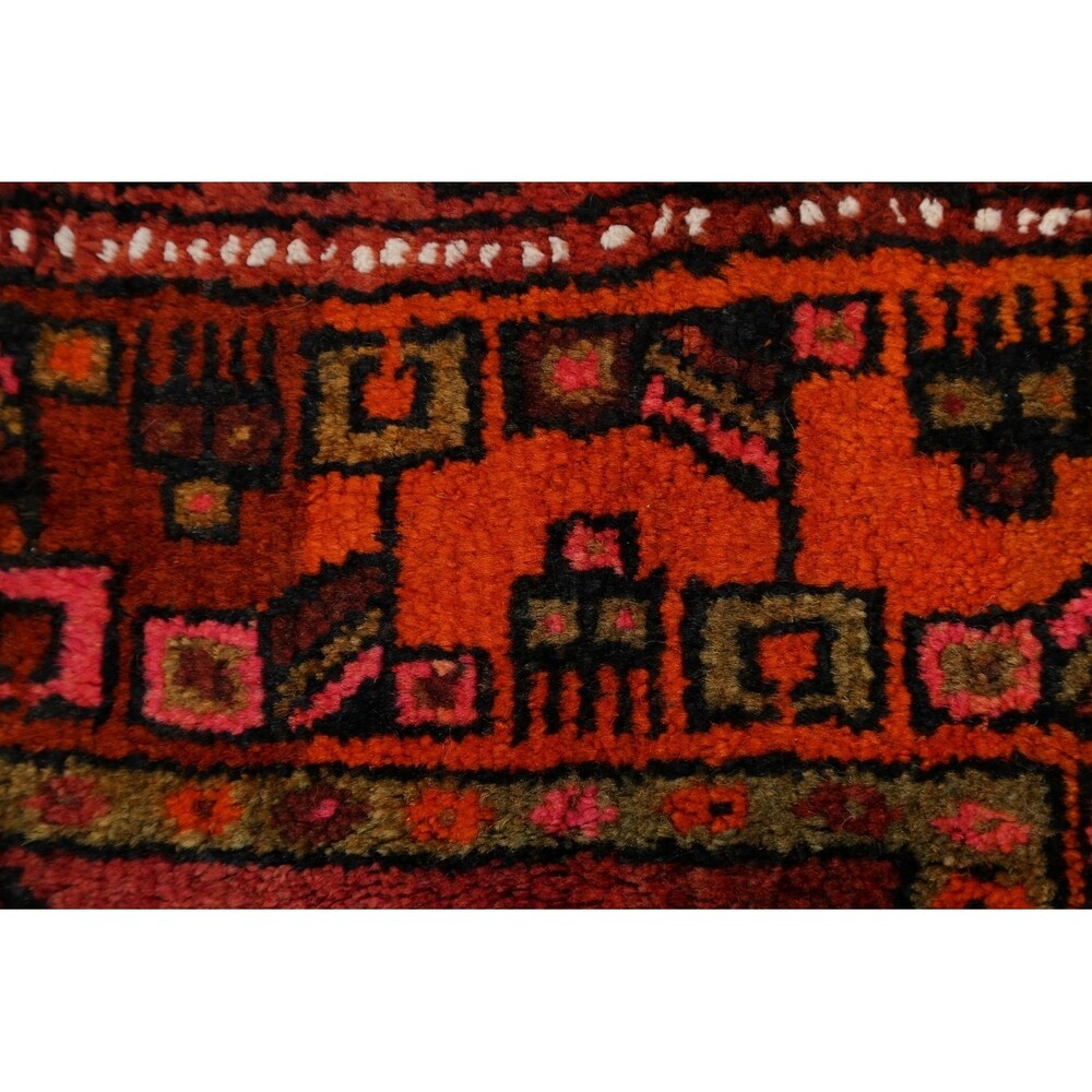 One of a Kind Heriz Geometric Hand-Knotted Wool Persian Oriental Rug - 9'1" x 4'4" Runner