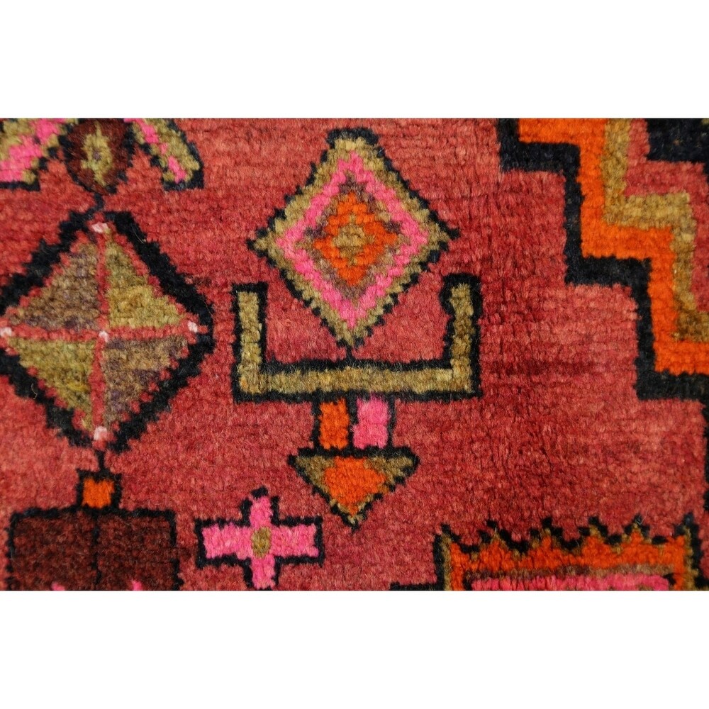 One of a Kind Heriz Geometric Hand-Knotted Wool Persian Oriental Rug - 9'1" x 4'4" Runner