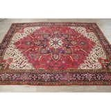 One of a Kind Heriz Geometric Handmade Wool Persian Oriental Area Rug - 9'1" x 6'5"