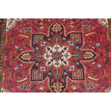 One of a Kind Heriz Geometric Handmade Wool Persian Oriental Area Rug - 9'1" x 6'5"