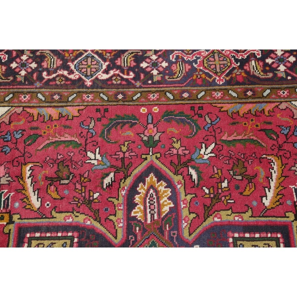 One of a Kind Heriz Geometric Handmade Wool Persian Oriental Area Rug - 9'1" x 6'5"