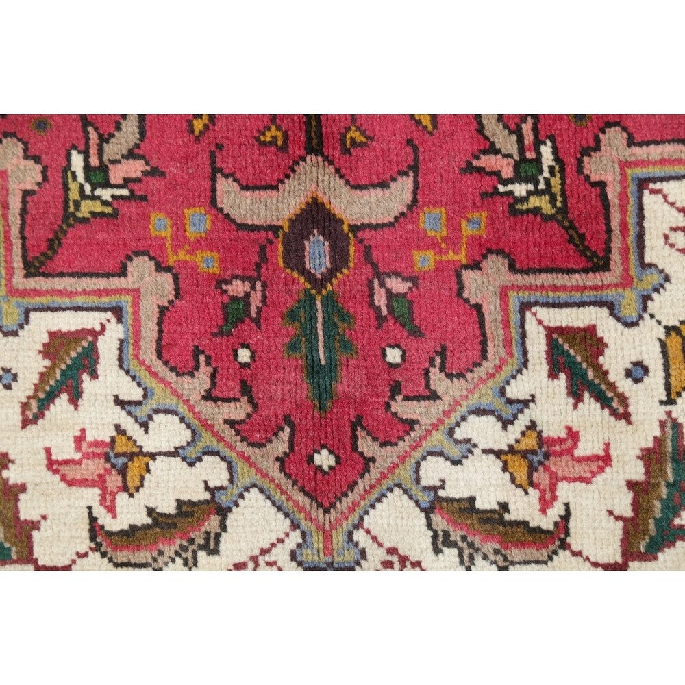 One of a Kind Heriz Geometric Handmade Wool Persian Oriental Area Rug - 9'1" x 6'5"