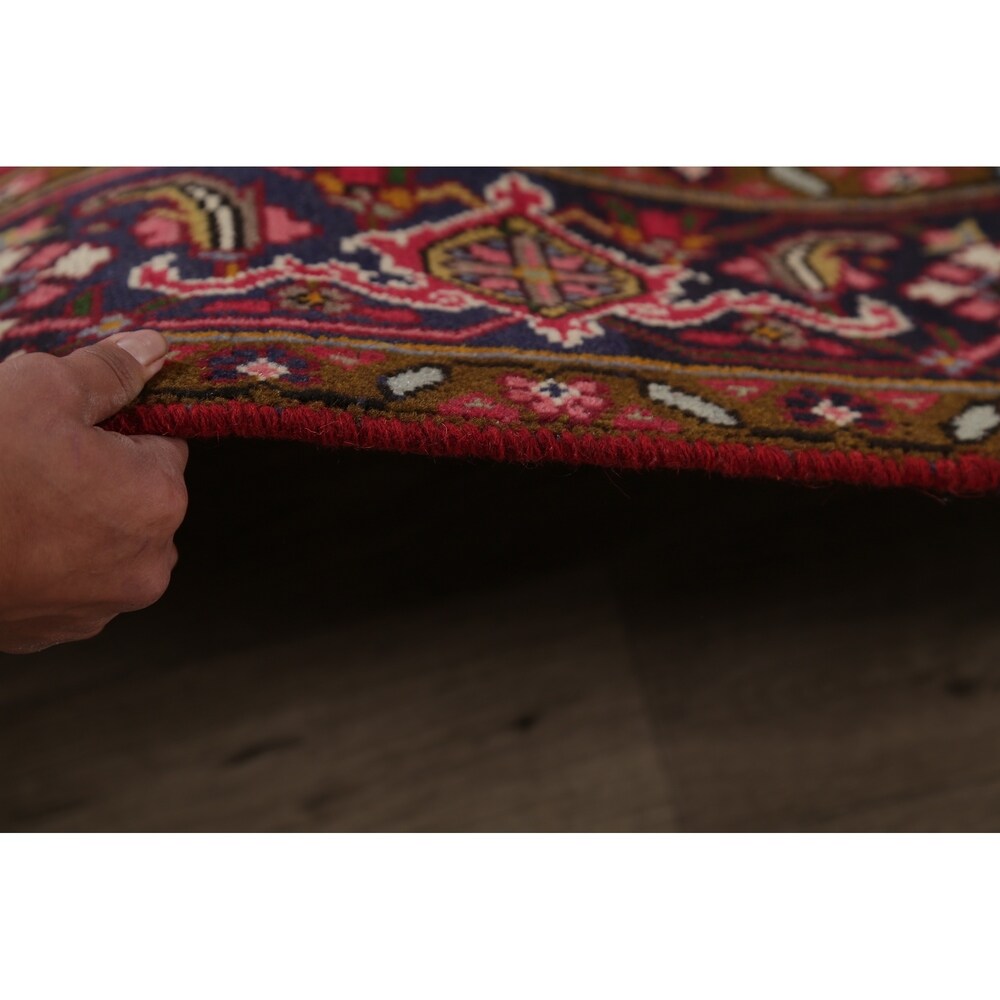 One of a Kind Heriz Geometric Handmade Wool Persian Oriental Area Rug - 9'1" x 6'5"