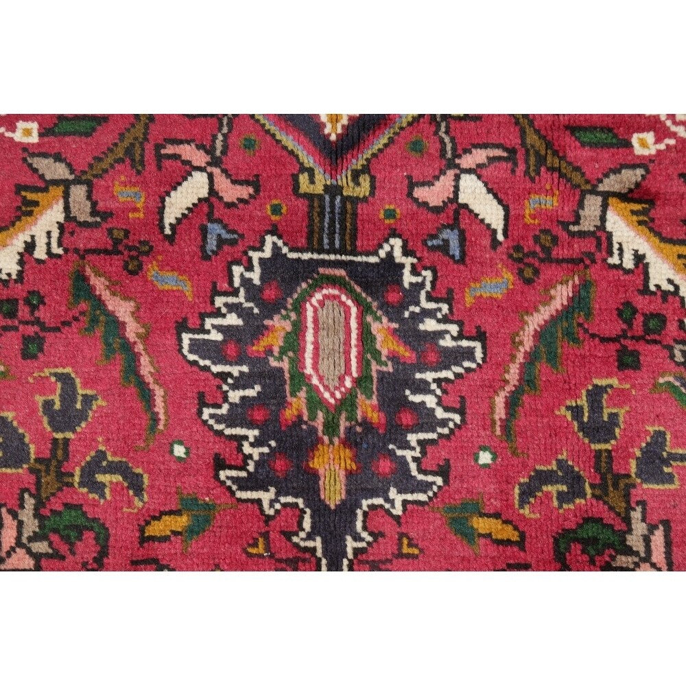 One of a Kind Heriz Geometric Handmade Wool Persian Oriental Area Rug - 9'1" x 6'5"