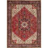 One of a Kind Heriz Geometric Handmade Wool Persian Oriental Area Rug - 9'1" x 6'5"
