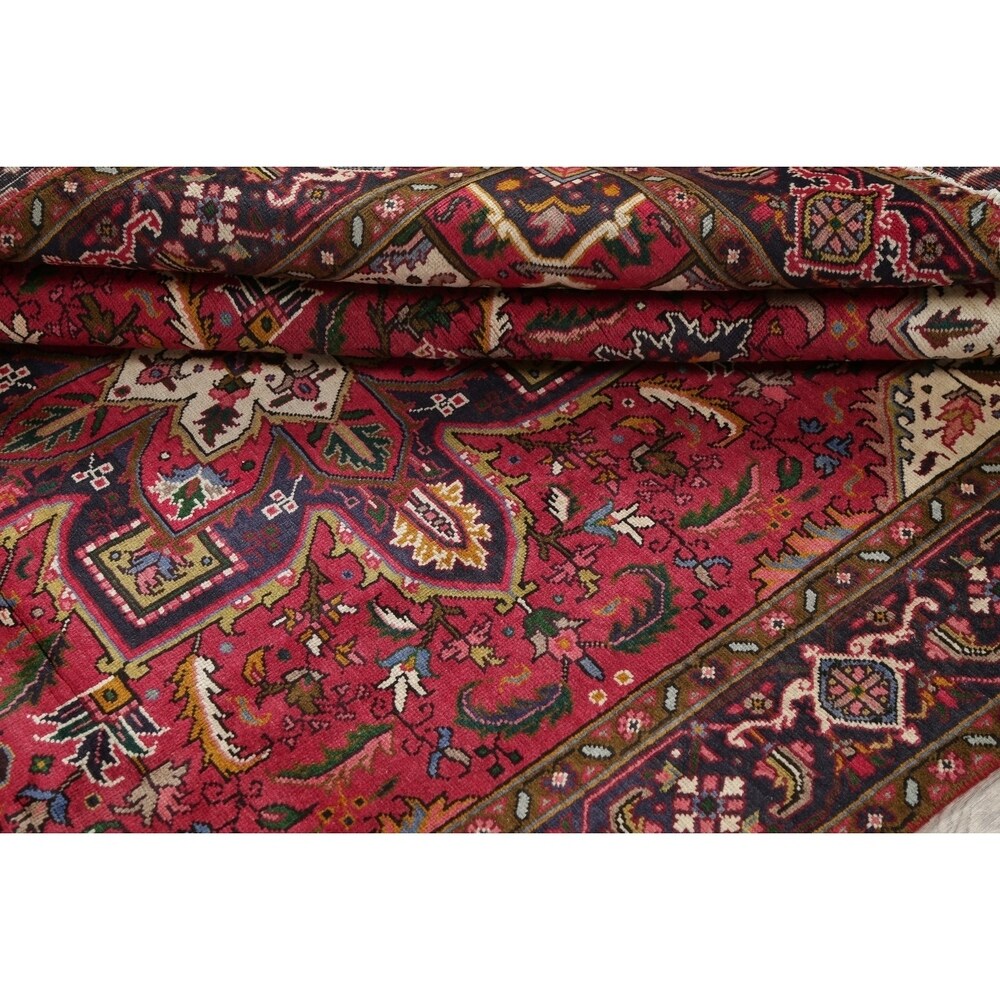 One of a Kind Heriz Geometric Handmade Wool Persian Oriental Area Rug - 9'1" x 6'5"