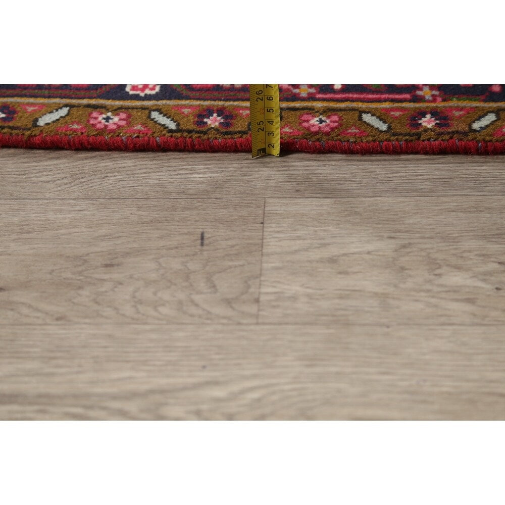 One of a Kind Heriz Geometric Handmade Wool Persian Oriental Area Rug - 9'1" x 6'5"