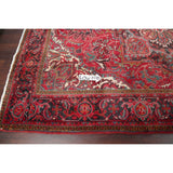 One of a Kind Heriz Geometric Handmade Wool Persian Oriental Area Rug - 9'11" x 7'4"