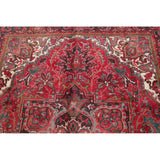 One of a Kind Heriz Geometric Handmade Wool Persian Oriental Area Rug - 9'11" x 7'4"