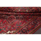 One of a Kind Heriz Geometric Handmade Wool Persian Oriental Area Rug - 9'11" x 7'4"